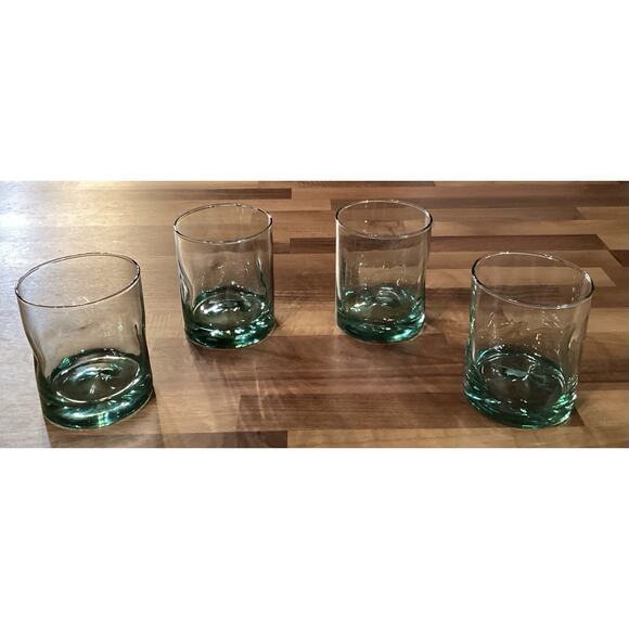 Set of 4 Vintage 4” Thumbprint Green Tumblers 10 ounces - Picture 1 of 10